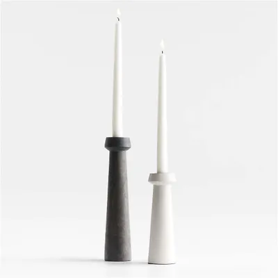 Katin Wood Taper Candle Holders, Set of 2