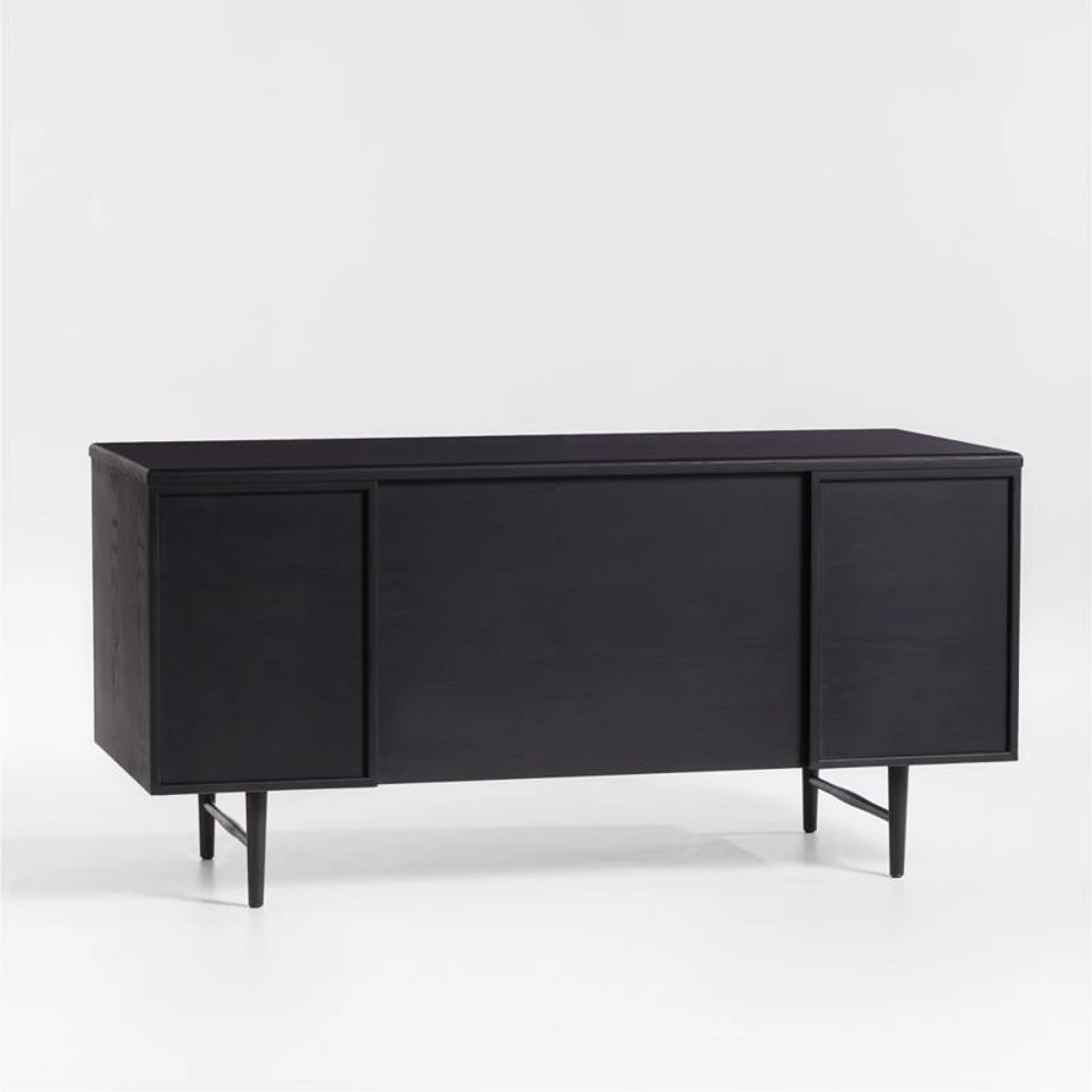 Kaufman 62" Black and Natural Wood Desk with File Drawer