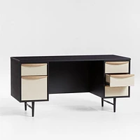 Kaufman 62" Black and Natural Wood Desk with File Drawer