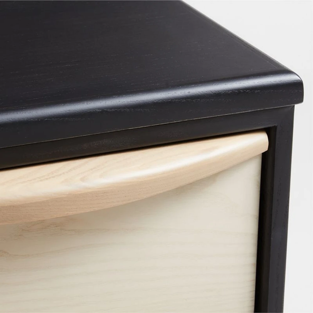 Kaufman 62" Black and Natural Wood Desk with File Drawer