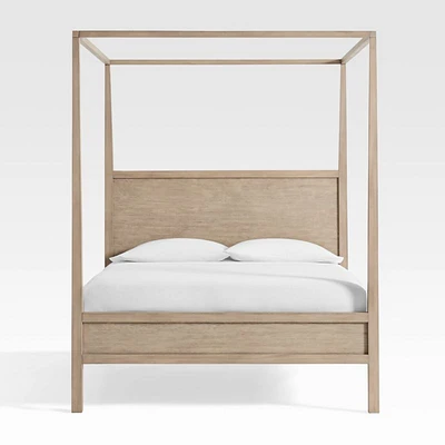Keane Weathered Natural Solid Queen Wood Canopy Bed