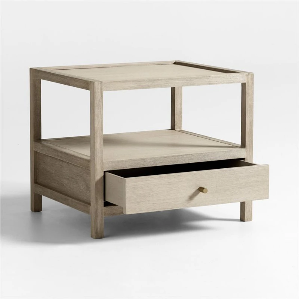 Keane Large Weathered Natural Wood Storage End Table, Set of 2