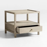 Keane Large Weathered Natural Wood Storage End Table, Set of 2