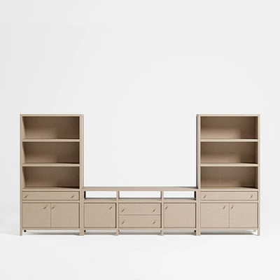 Keane 152" Weathered Natural Wood Media Console Set