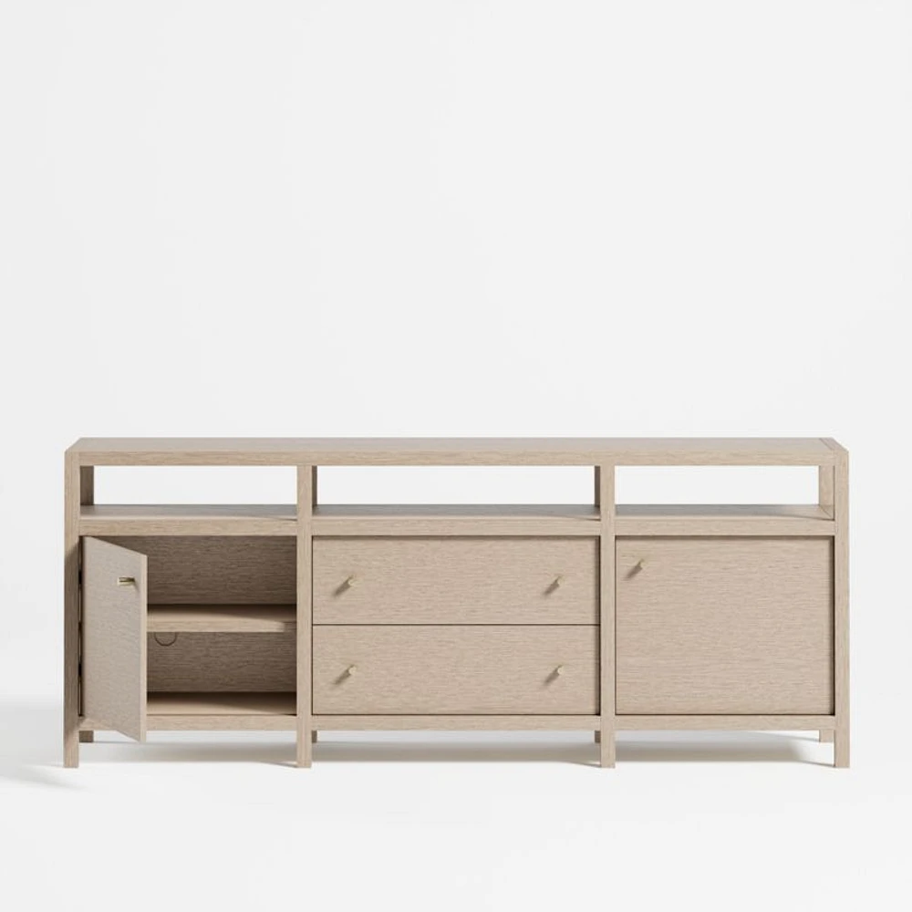 Keane 72" Weathered Natural Wood  Storage Media Console
