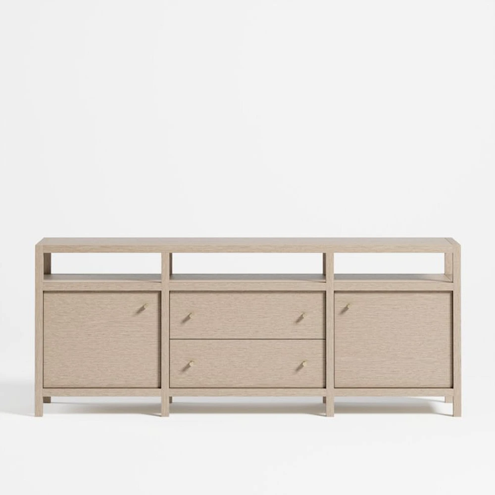 Keane 72" Weathered Natural Wood Storage Media Console