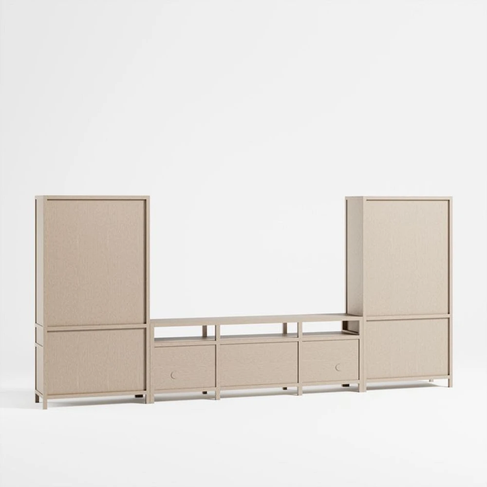 Keane 166" Weathered Natural Wood Media Console Set