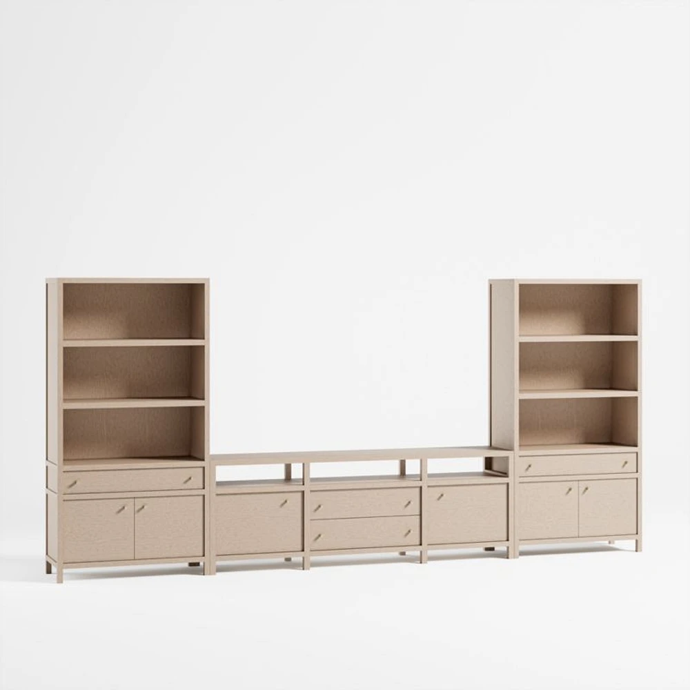 Keane 166" Weathered Natural Wood Media Console Set
