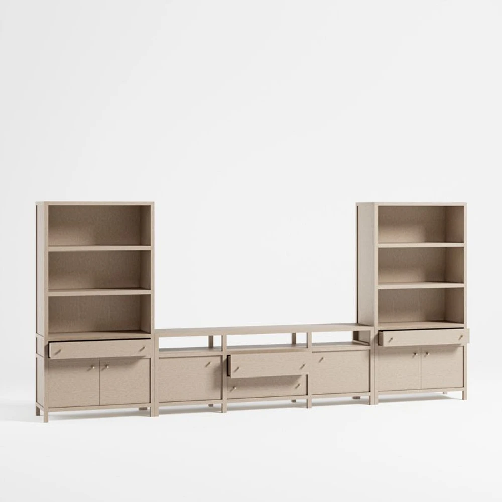 Keane 166" Weathered Natural Wood Media Console Set