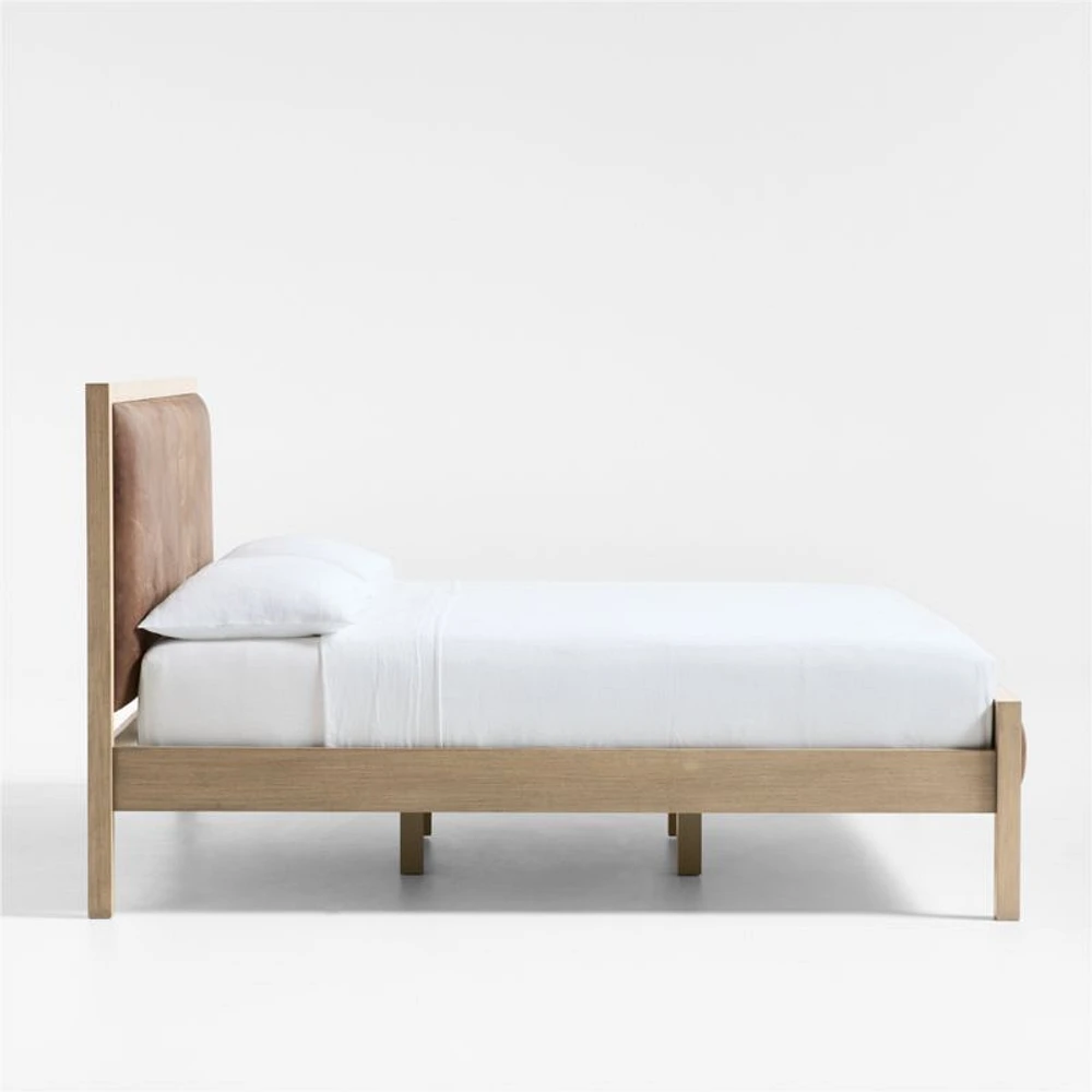 Keane Weathered Natural Wood and Leather King Bed