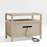 Keane Weathered Natural Solid Wood Charging Nightstand