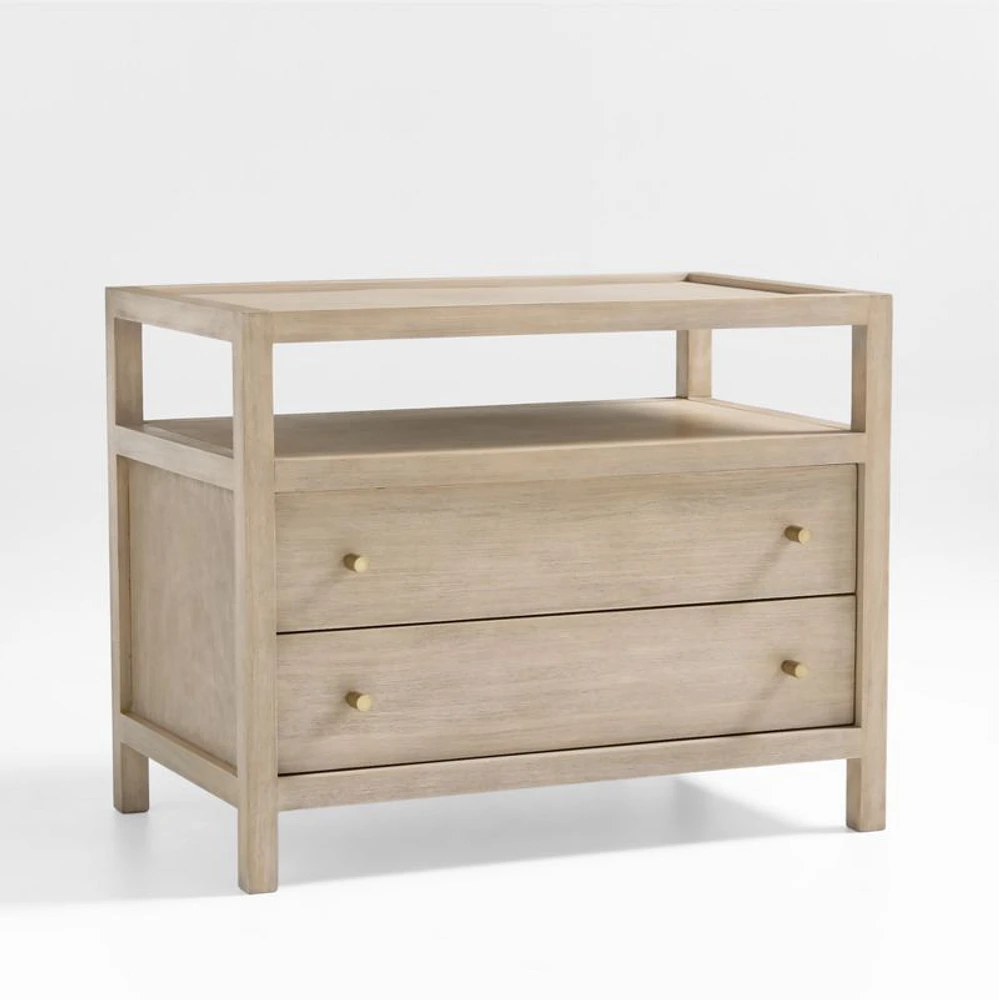 Keane Weathered Natural Solid Wood Charging Nightstand
