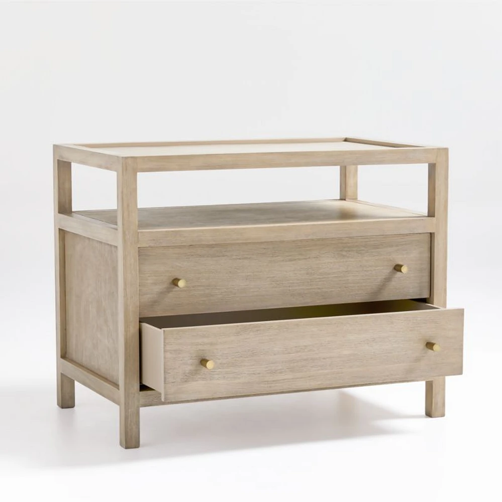 Keane Weathered Natural Solid Wood Charging Nightstand