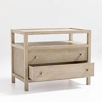 Keane Weathered Natural Solid Wood Charging Nightstand