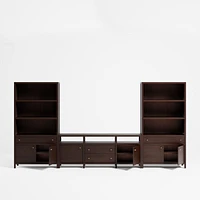 Keane Espresso Wood 72" Media Console with 2 Storage Bookcases