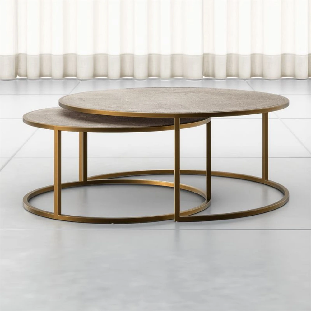 Keya Antique Brass Nesting Coffee Tables