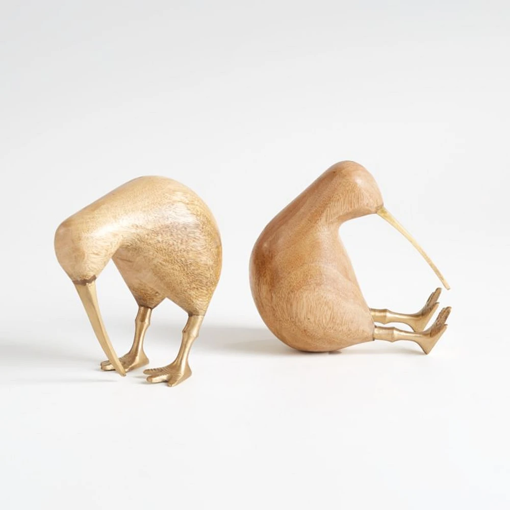 Natural Kiwi Bird, Set of 2