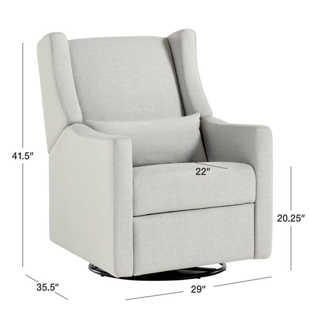 Babyletto Kiwi Grey Nursery Power Recliner in Eco-Performance Fabric