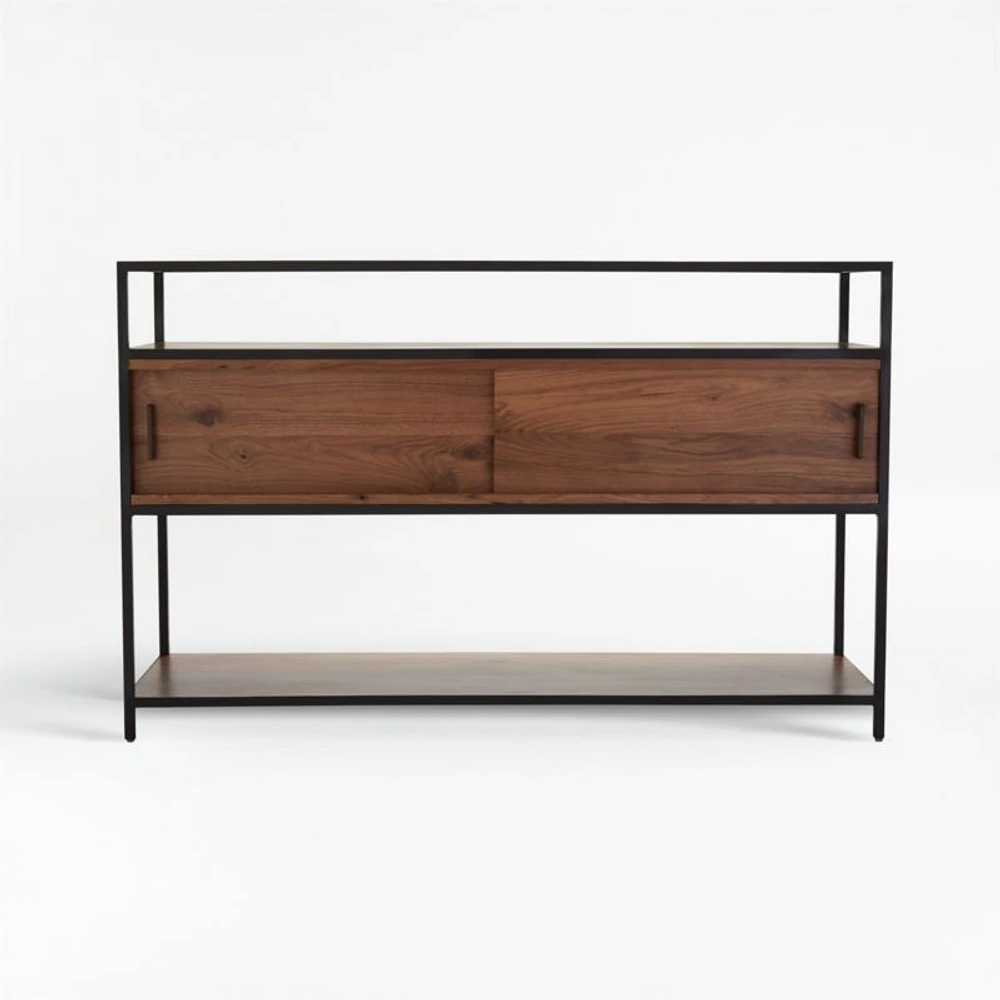 Knox Black Trim and Walnut 56" Storage Media Console