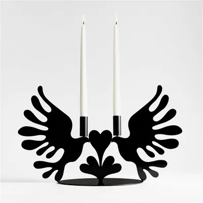 Lovebirds Black Metal Candelabra by Lucia Eames™
