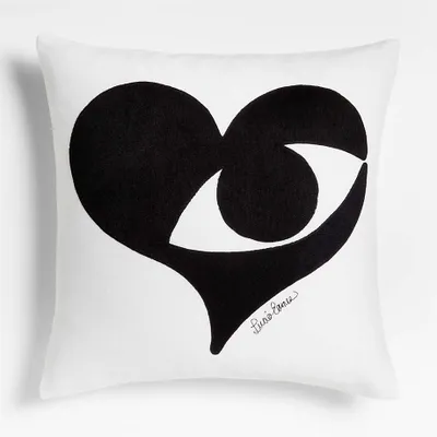 Seeing with the Heart 23"x23" Embroidered Linen Throw Pillow Cover by Lucia Eames™