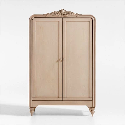 Lennox Carved Natural Wood Kids Armoire by Leanne Ford