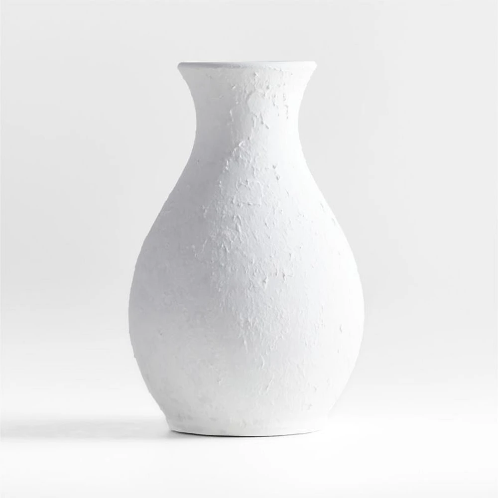 Lorient Small White Textured Ceramic Vase 15" by Laura Kim