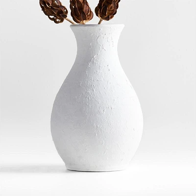 Lorient Small White Textured Ceramic Vase 15" by Laura Kim