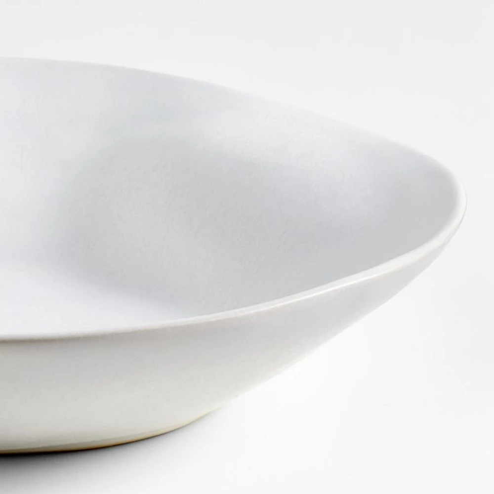 Petals White Stoneware Low Bowl by Laura Kim
