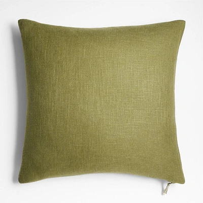 Slub Linen 23x23 Oregano Green Throw Pillow Cover by Laura Kim