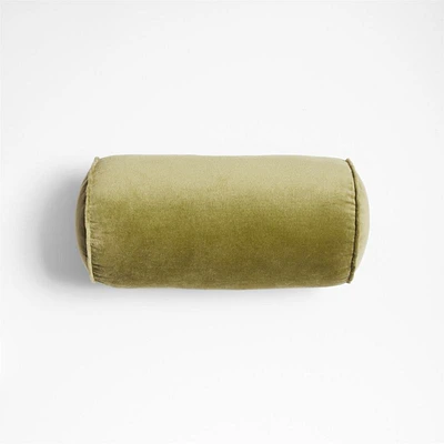Velvet Linen 16x8 Oregano Green Bolster Throw Pillow by Laura Kim
