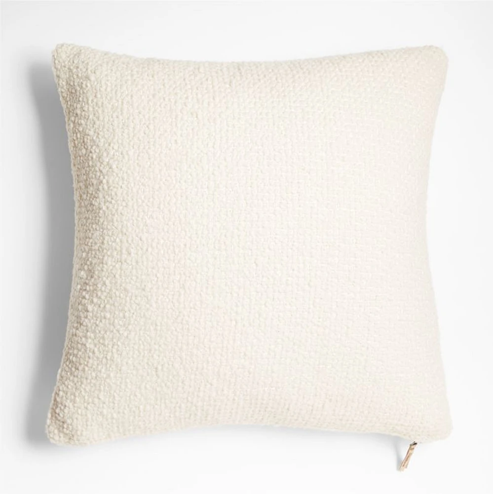 Wool Boucle 23"x23" Alba Ivory Throw Pillow Cover by Laura Kim