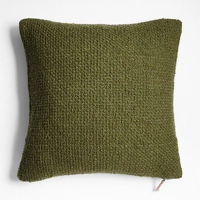 Wool Boucle 23x23 Oregano Green Throw Pillow Cover by Laura Kim