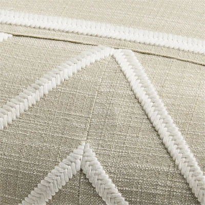 Embroidered Organic Cotton 22"x15" Arctic Ivory Throw Pillow Cover by Lisa Whittington