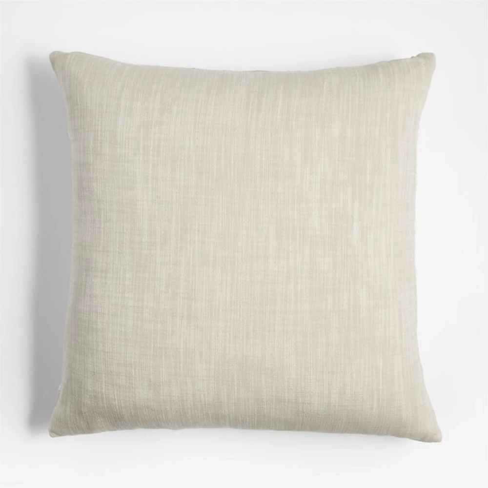 Embroidered Organic Cotton 23x23 Arctic Ivory Throw Pillow Cover by Lisa Whittington