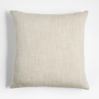 Embroidered Organic Cotton 23x23 Arctic Ivory Throw Pillow Cover by Lisa Whittington