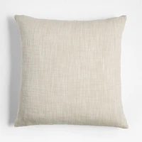 Embroidered Organic Cotton 23x23 Arctic Ivory Throw Pillow Cover by Lisa Whittington
