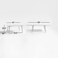 Lakin 61"-99" White Oak Wood Extendable Dining Table