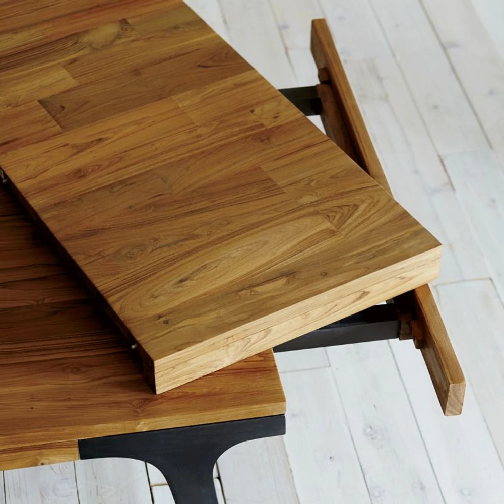 Lakin 106"-144" Teak Wood Extendable Dining Table