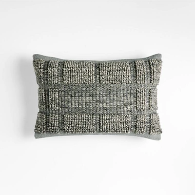 Lancaster 22"x15" Textured Cotton Pebble Grey Plaid Pillow Cover