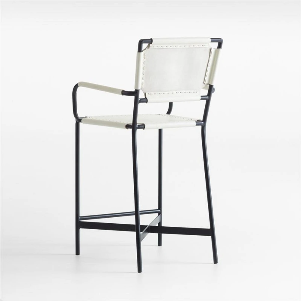 Laredo White Leather Counter Stool
