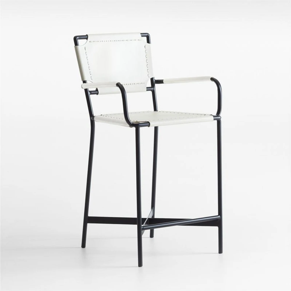 Laredo White Leather Counter Stool