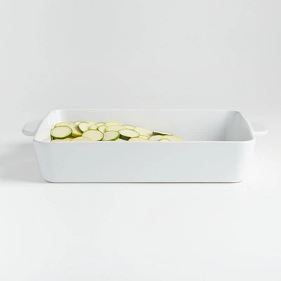 Potluck White Extra-Large Rectangular Ceramic Lasagna Baker, 15"x12