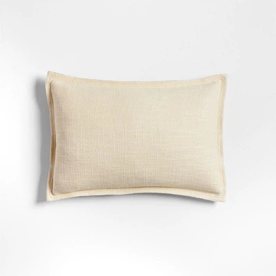 Organic Laundered Linen 18"x12" Ivory Throw Pillow Cover