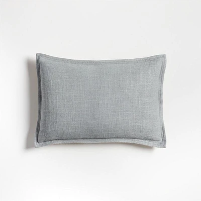 Organic Laundered Linen 18x12 Quarry Blue Throw Pillow Cover