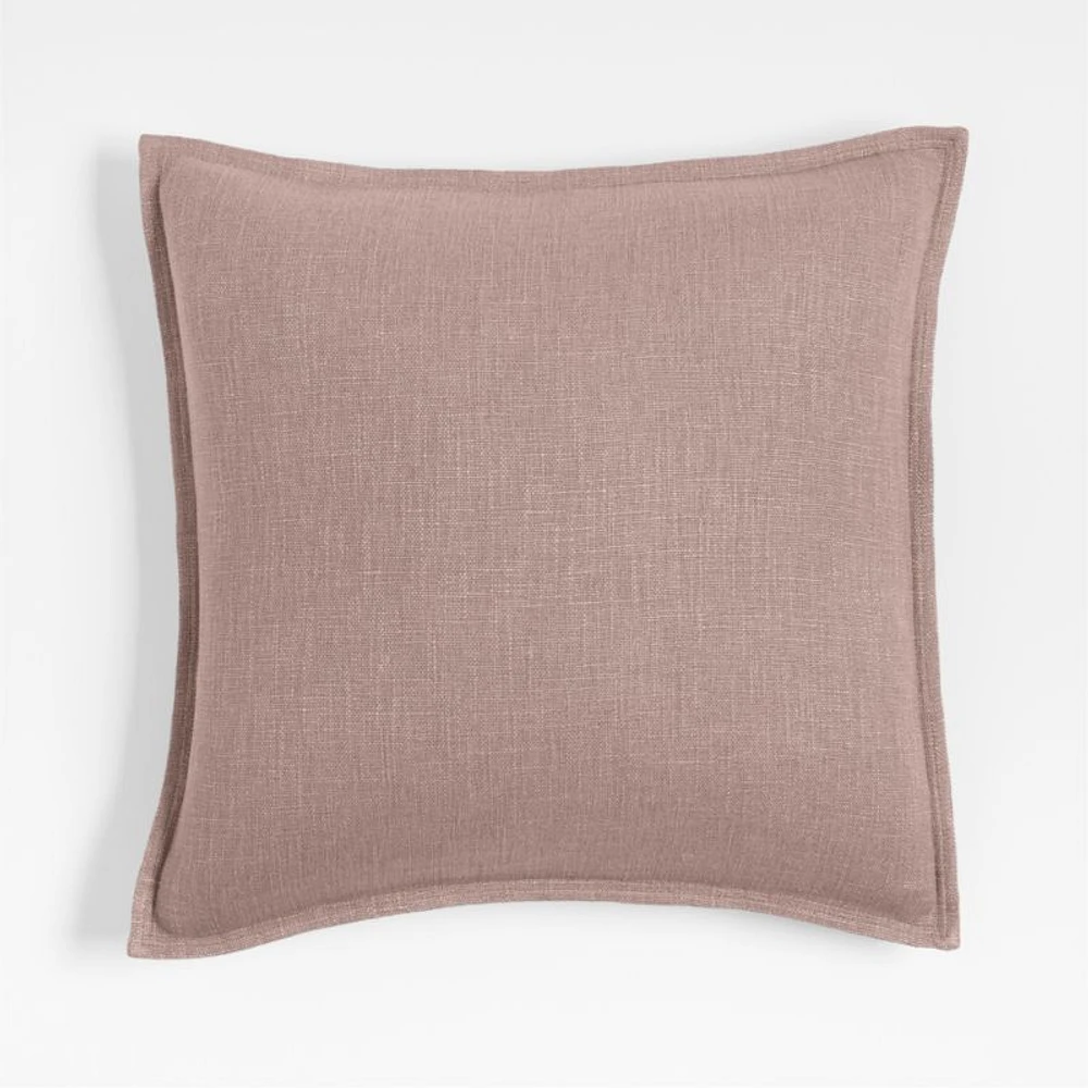 Organic Laundered Linen 20x20 Moody Mauve Throw Pillow with Down-Alternative Insert