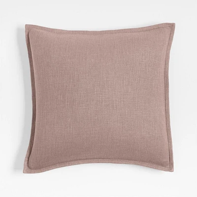 Organic Laundered Linen 20x20 Moody Mauve Throw Pillow with Down-Alternative Insert