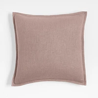 Organic Laundered Linen 20x20 Moody Mauve Throw Pillow with Down-Alternative Insert