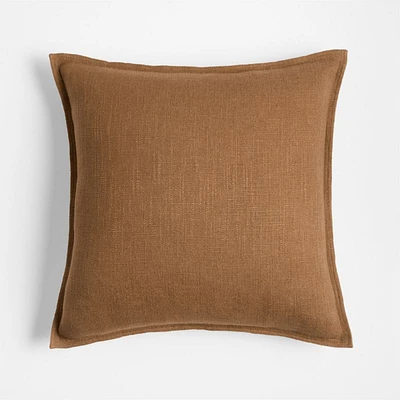 Maple Brown 20x20 Organic Laundered Linen Throw Pillow Cover