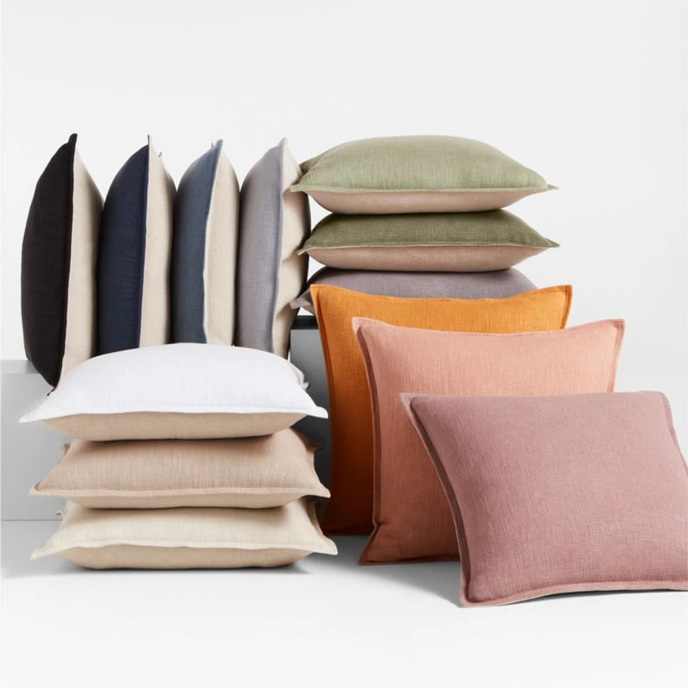 Organic Laundered Linen 20x20 Moody Mauve Throw Pillow with Down-Alternative Insert